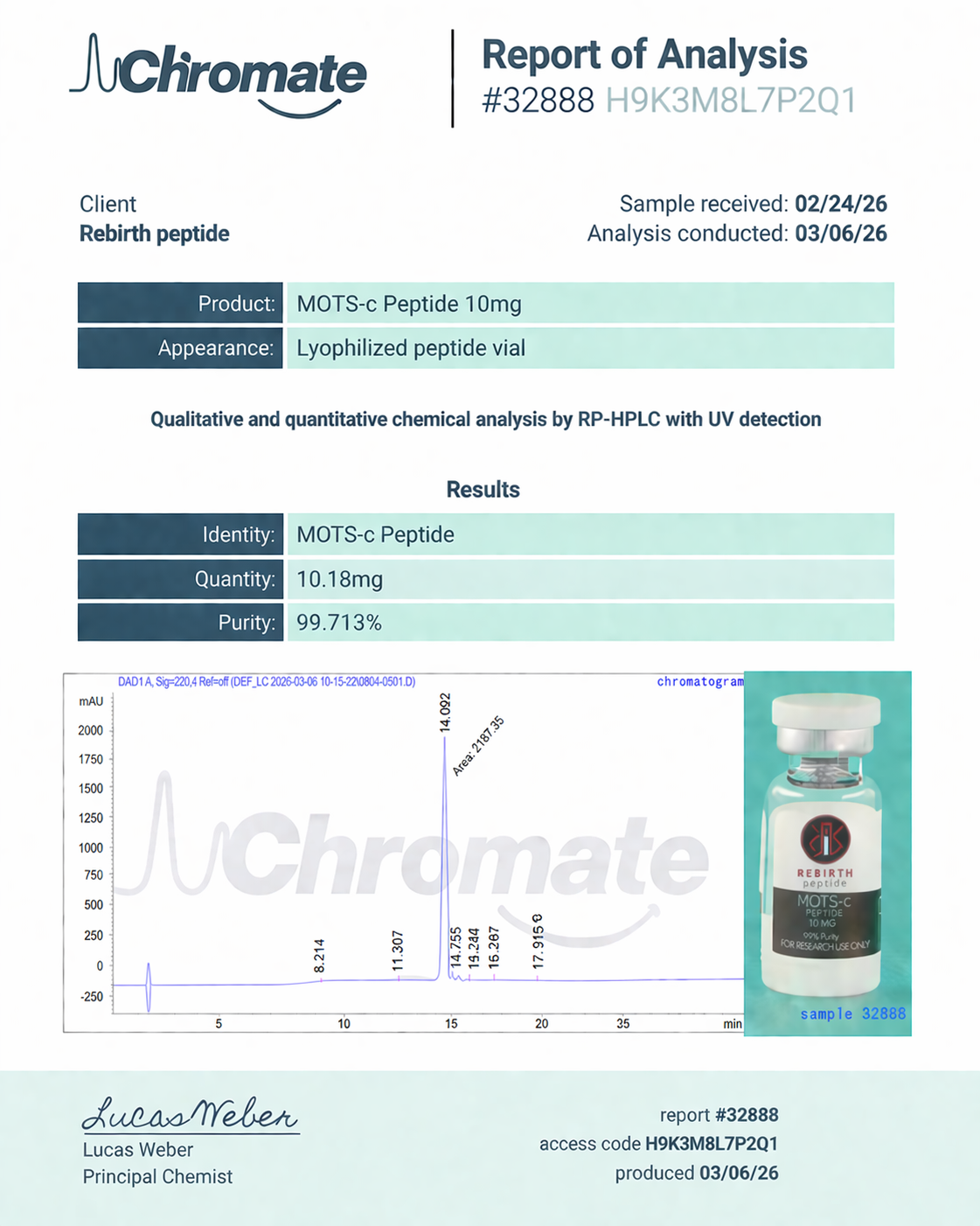 Chromate lab report of analysis