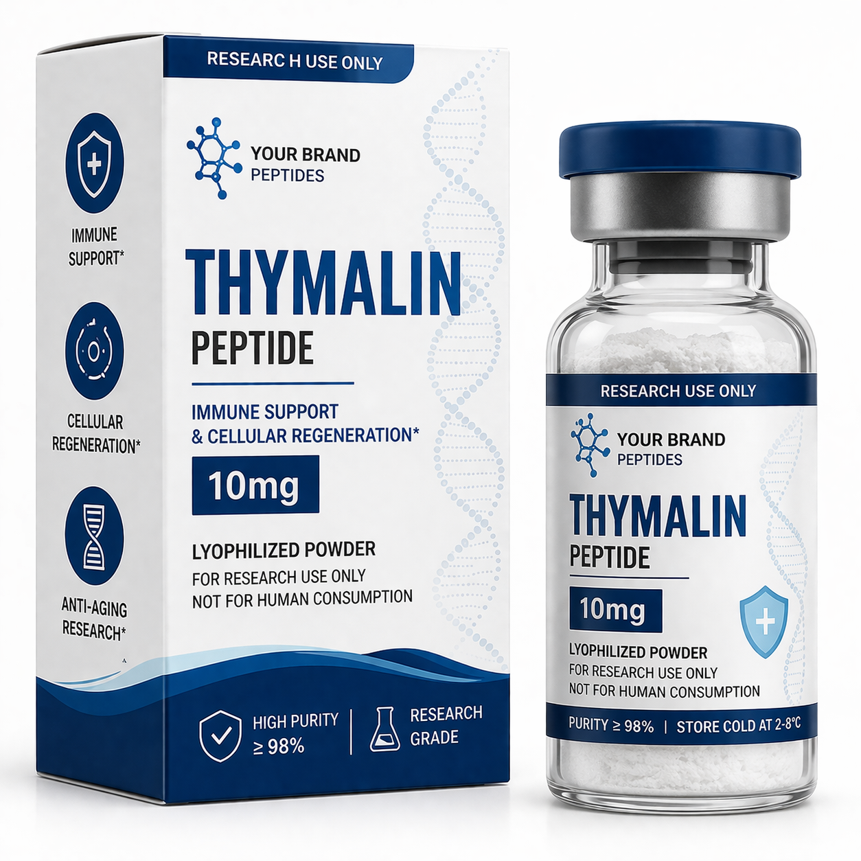 Thymalin peptide vial and box set Thymalin peptide